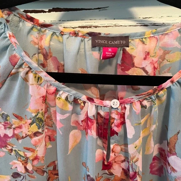 Vince Camuto Floral Blouse - Pink and light blue, NWT, size XL. - Picture 2 of 8